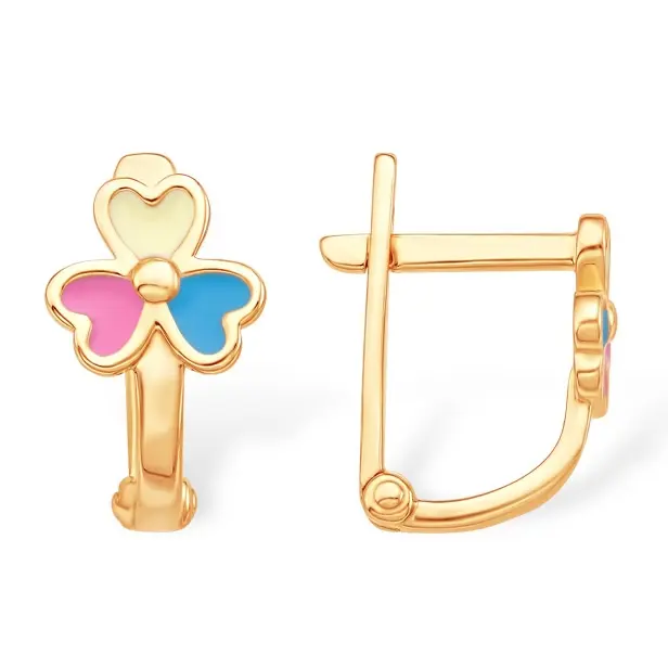 Серьги детские из красного золота