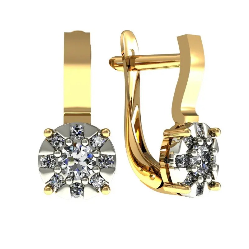 Серьги с английским замком из комбинированного золота