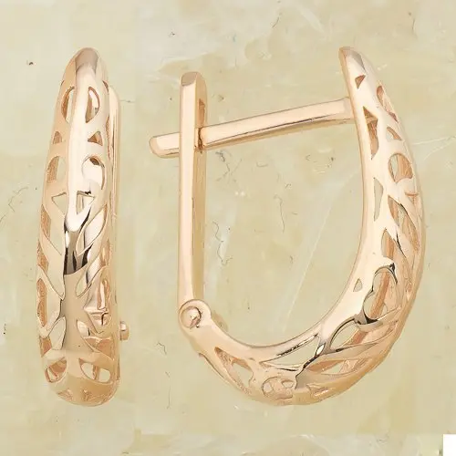 Серьги с английским замком из красного золота