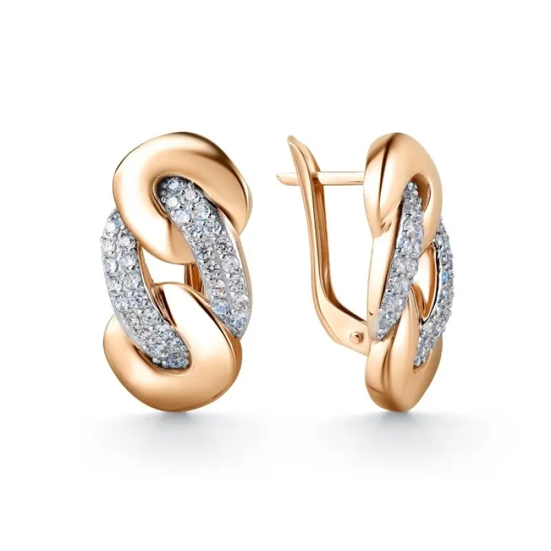 Серьги с английским замком из красного золота