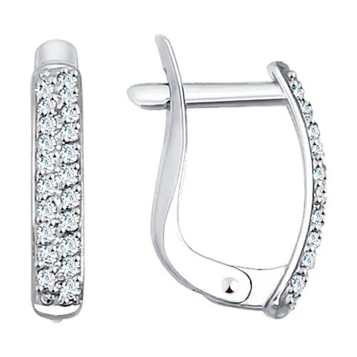 Серьги с английским замком из белого золота