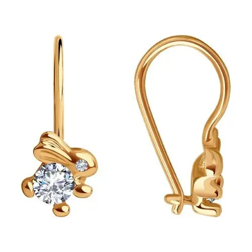 Серьги детские из красного золота