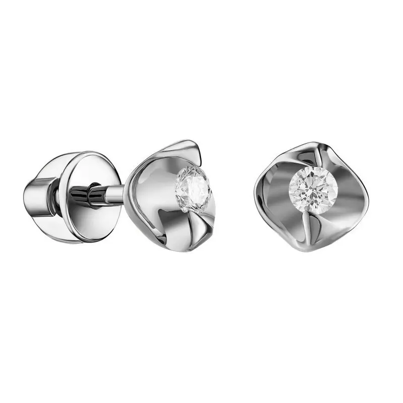 Серьги пуссеты из белого золота