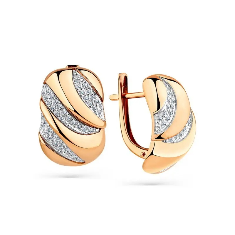 Серьги с английским замком из красного золота