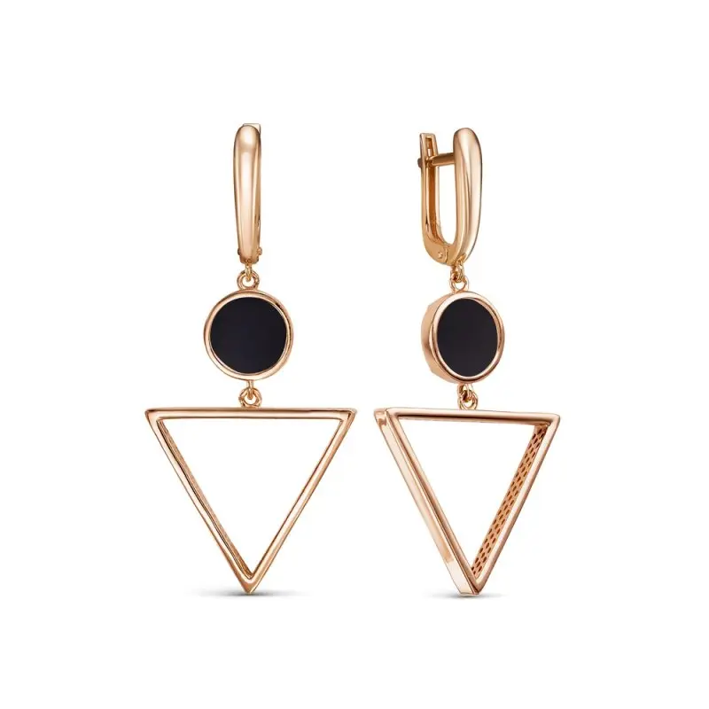 Серьги подвесные из красного золота