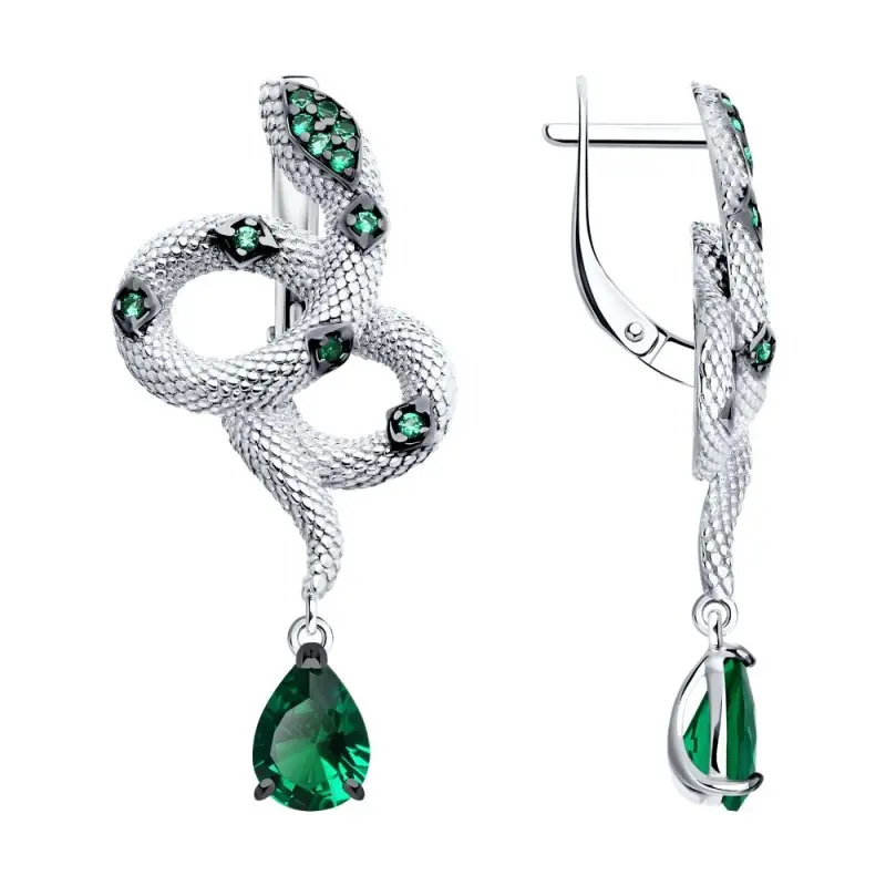 Серьги подвесные из серебра