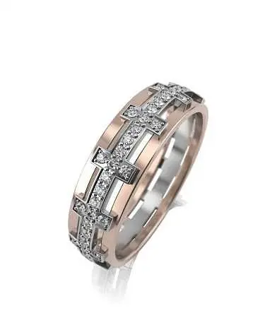 Кольцо обручальное из комбинированного золота