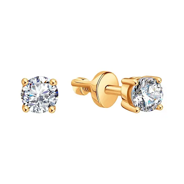 Серьги одиночные из красного золота