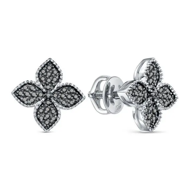 Серьги пуссеты из белого золота