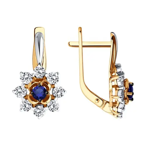 Серьги с английским замком из комбинированного золота