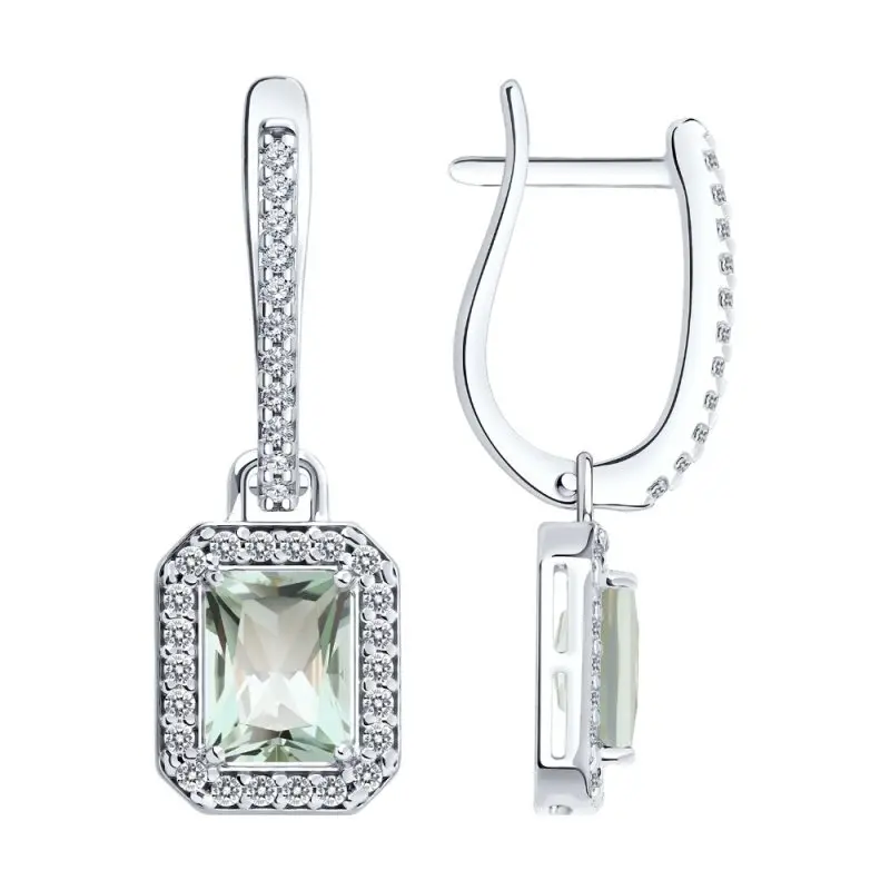 Серьги подвесные из серебра