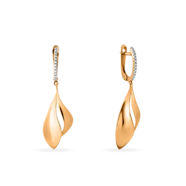 Серьги подвесные из красного золота