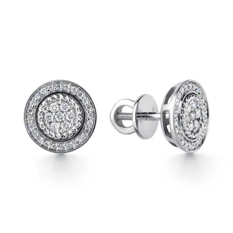 Серьги пуссеты из белого золота