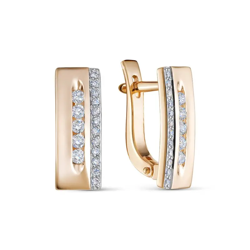 Серьги с английским замком из красного золота