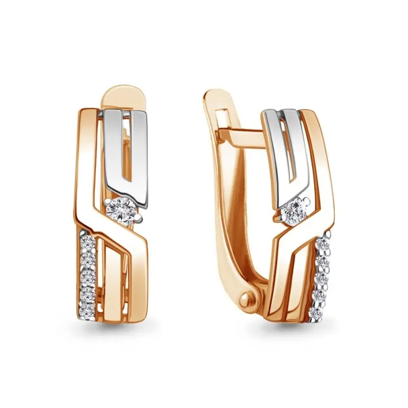 Серьги с английским замком из красного золота