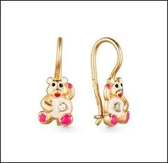 Серьги детские из красного золота