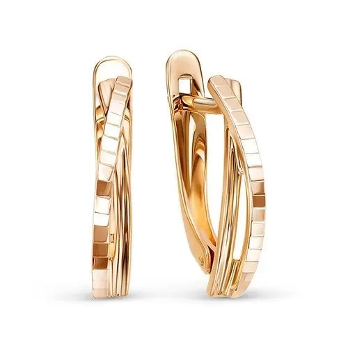 Серьги с английским замком из красного золота