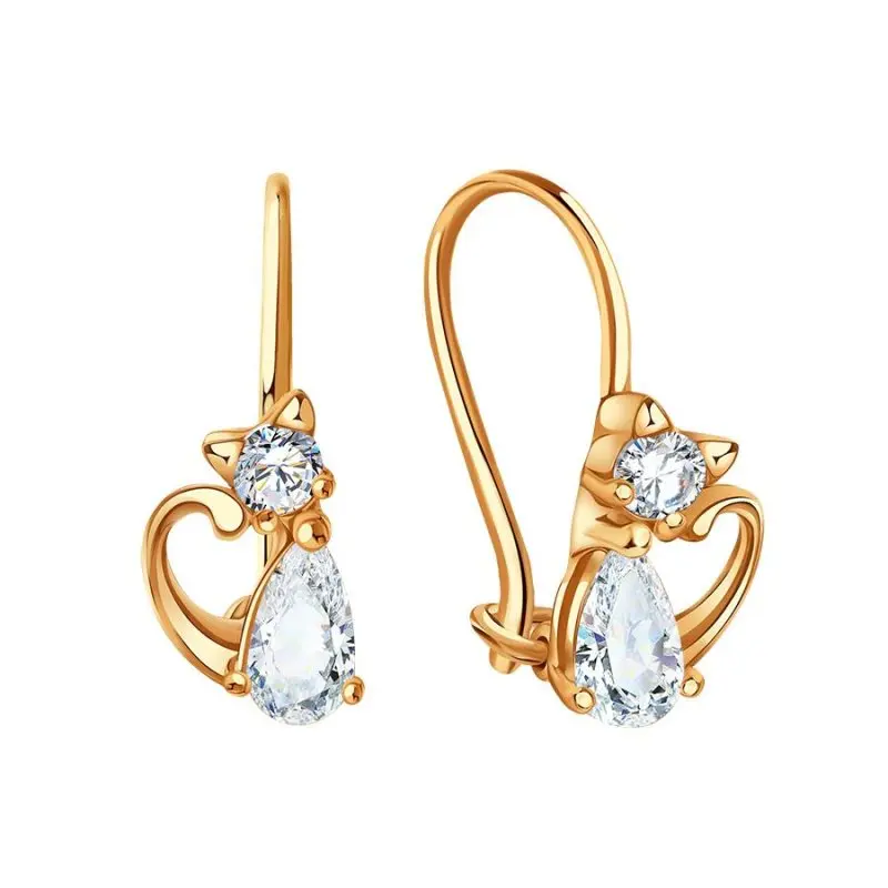 Серьги детские из красного золота