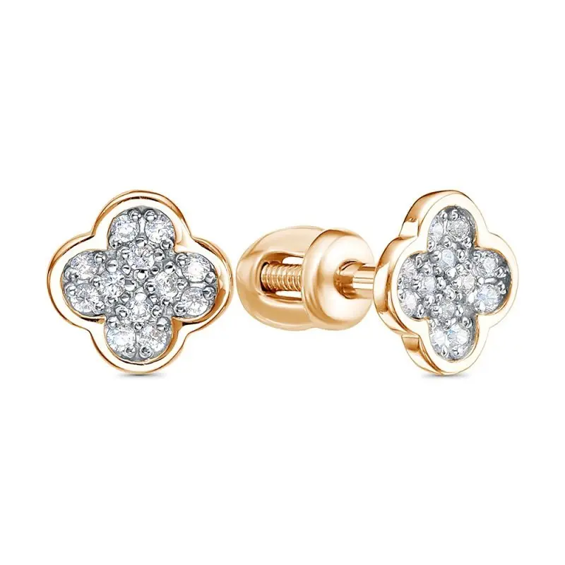 Серьги пуссеты из красного золота