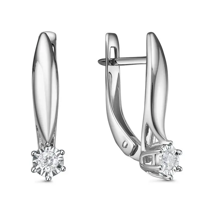 Серьги с английским замком из белого золота