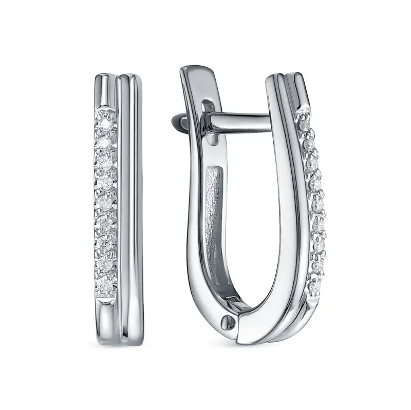 Серьги с английским замком из белого золота