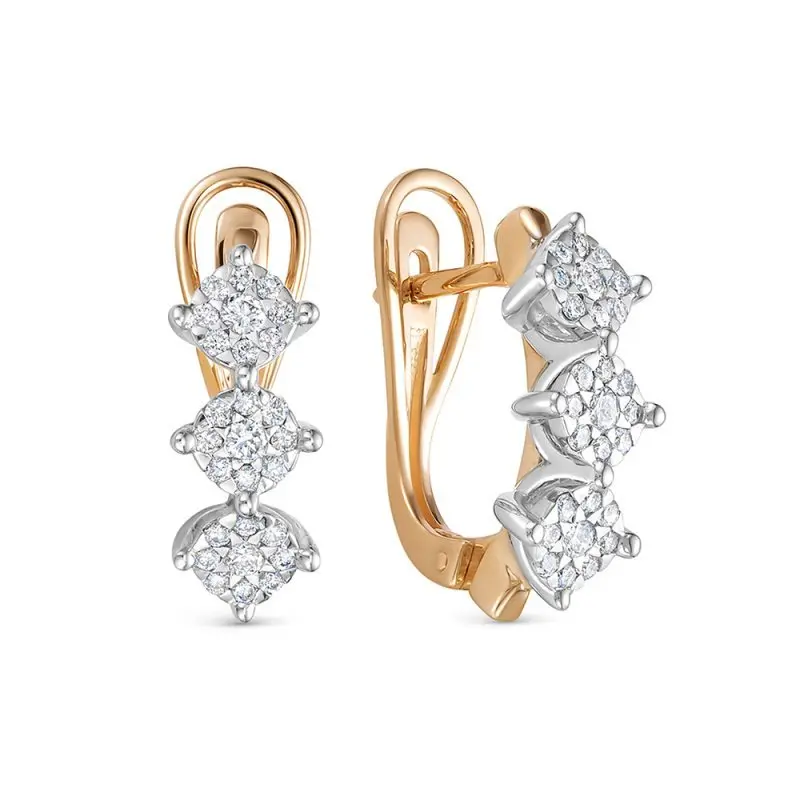 Серьги с английским замком из комбинированного золота