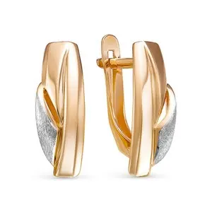 Серьги с английским замком из комбинированного золота