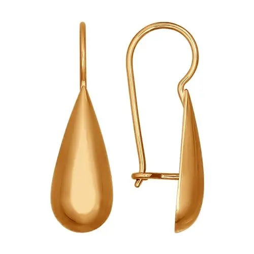 Серьги петельки из красного золота