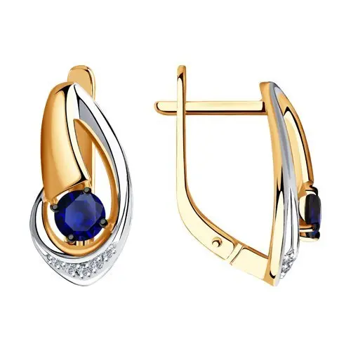 Серьги с английским замком из комбинированного золота