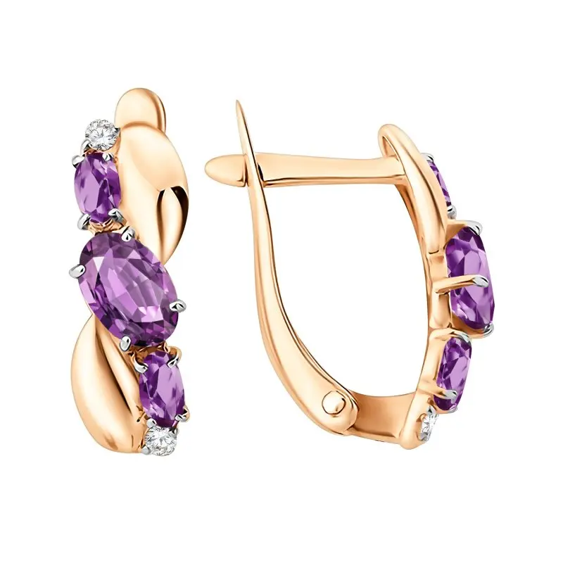 Серьги с английским замком из красного золота