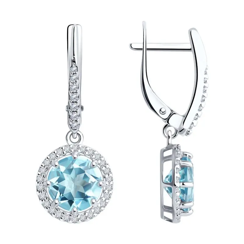 Серьги подвесные из серебра