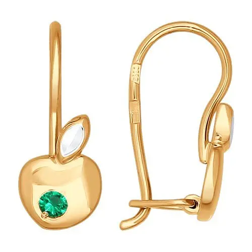 Серьги детские из комбинированного золота