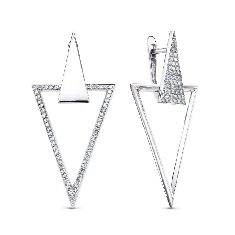 Серьги подвесные из белого золота