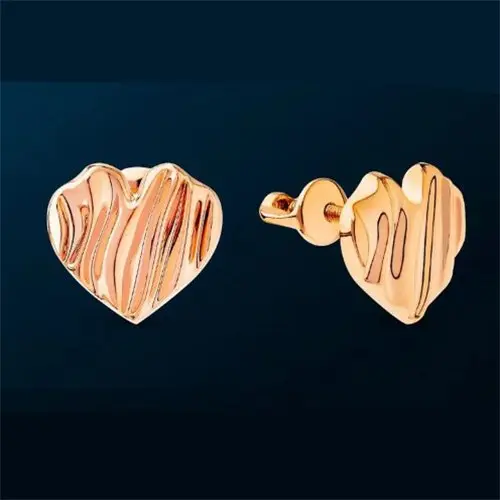 Серьги пуссеты из красного золота