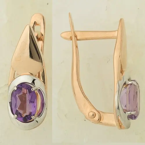 Серьги с английским замком из красного золота