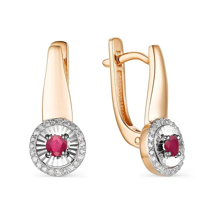 Серьги с английским замком из комбинированного золота