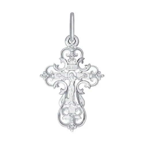 Подвеска крест из белого золота