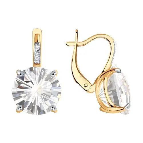 Серьги с английским замком из комбинированного золота