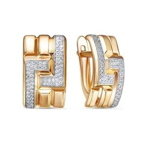 Серьги с английским замком из комбинированного золота