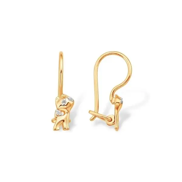 Серьги детские из красного золота