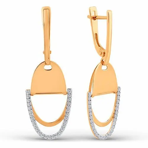 Серьги подвесные из красного золота