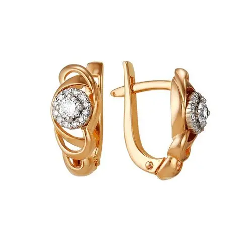 Серьги с английским замком из красного золота