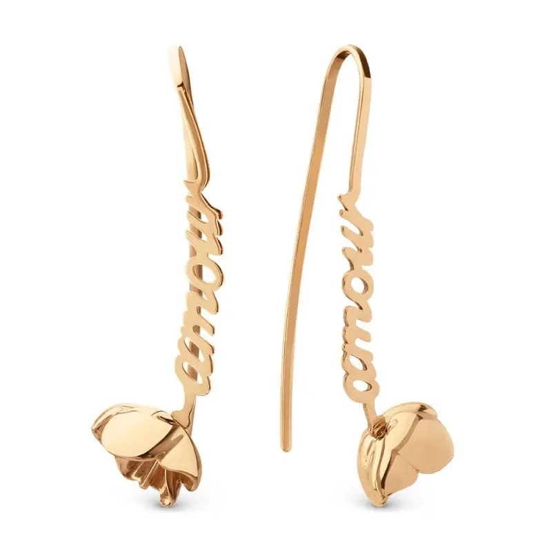 Серьги петельки из красного золота