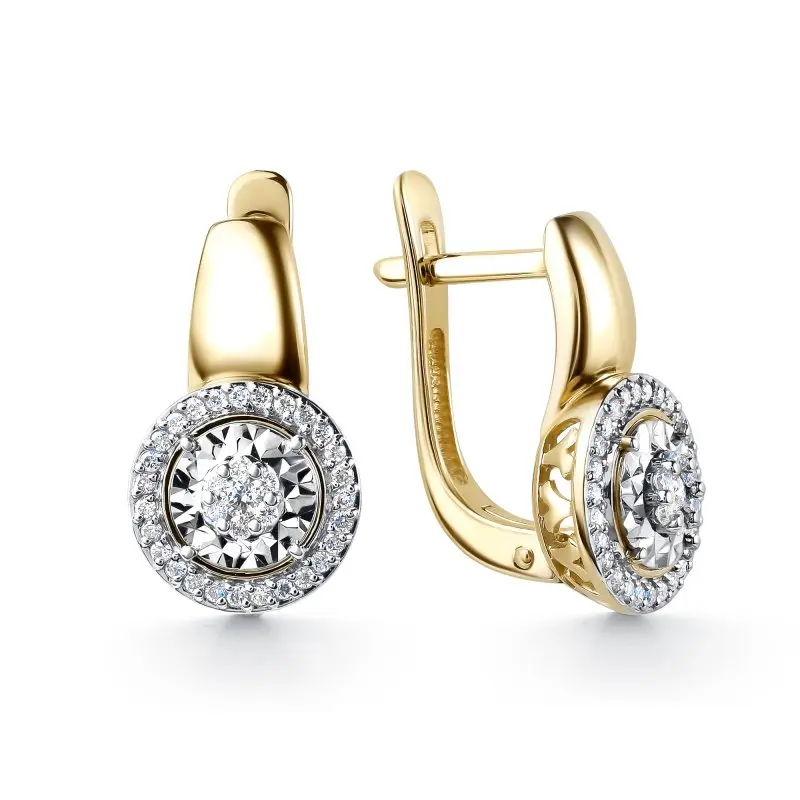 Серьги с английским замком из комбинированного золота