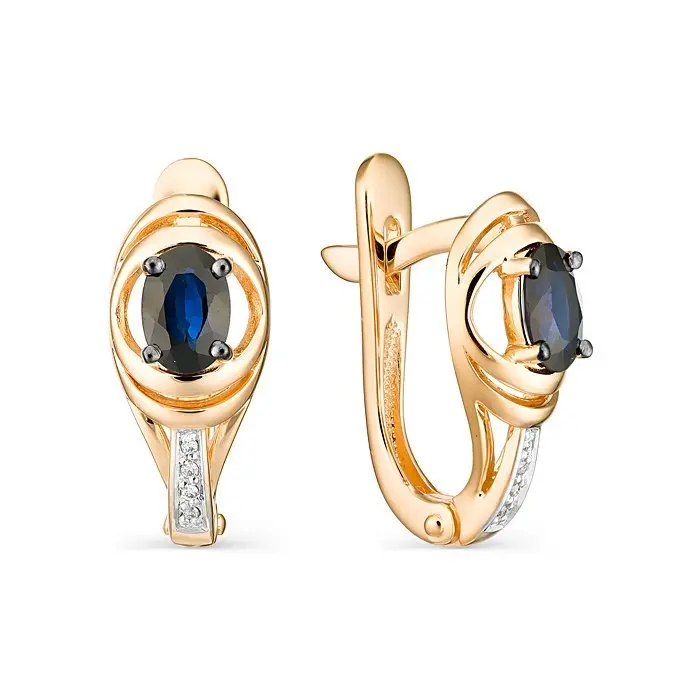 Серьги с английским замком из комбинированного золота