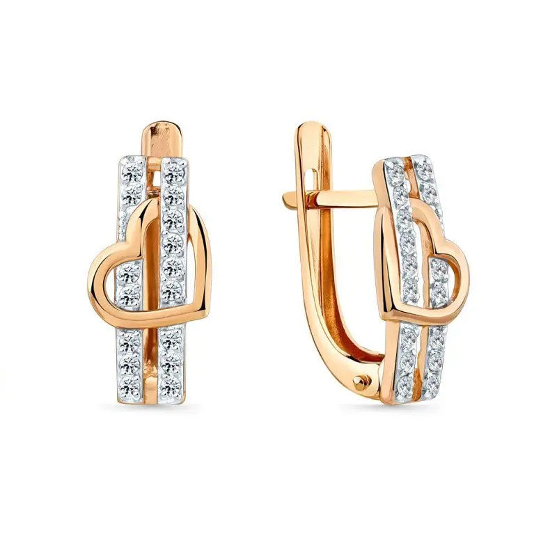 Серьги с английским замком из красного золота