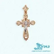 Подвеска крест из комбинированного золота