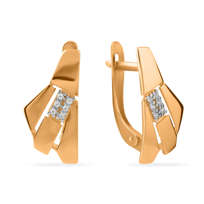 Серьги с английским замком из красного золота