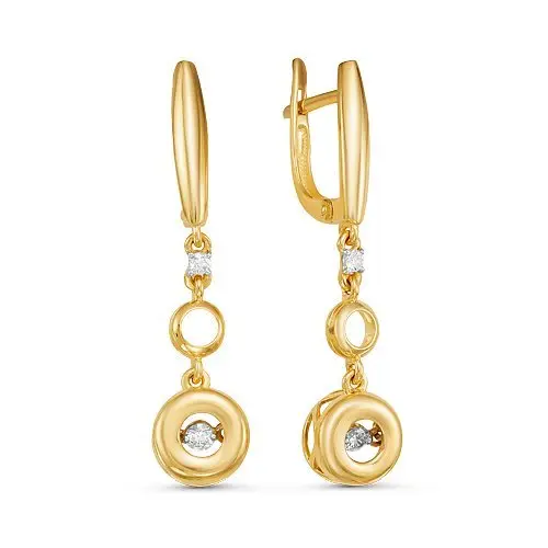 Серьги подвесные из белого золота с бриллиантами