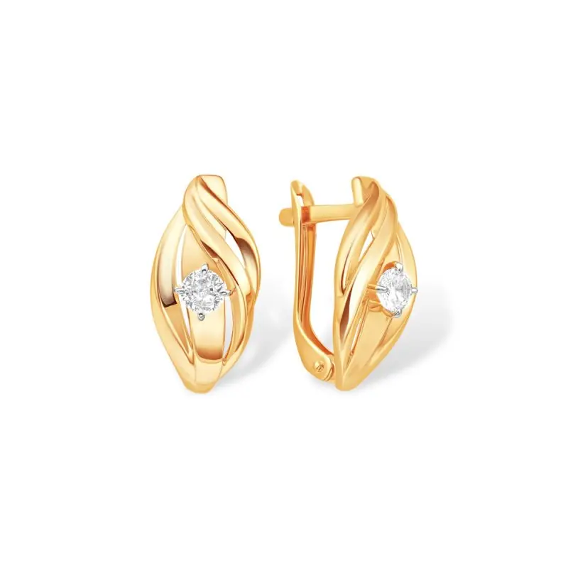 Серьги с английским замком из красного золота